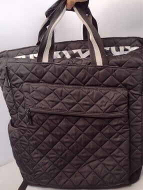 Quilted Maggie Mather Original Tennis Tote Bag Black Racquet Ball A8